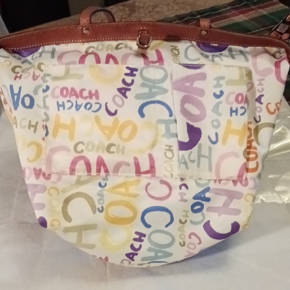 Coach Pastel Striped Tote Bag - Picture 4 of 12